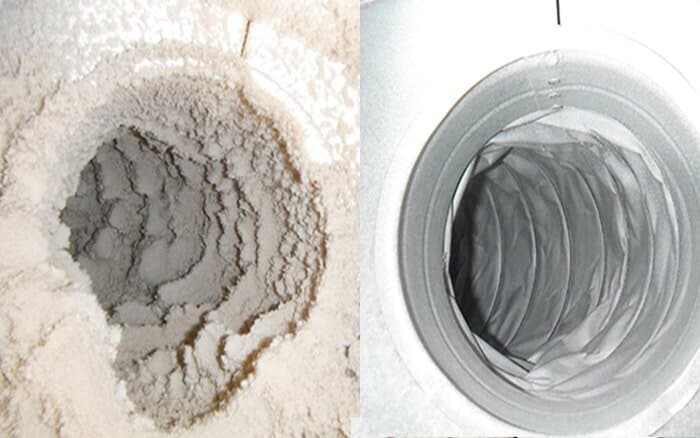 Before and after dryer vent cleaning — Langford condo, stacked unit